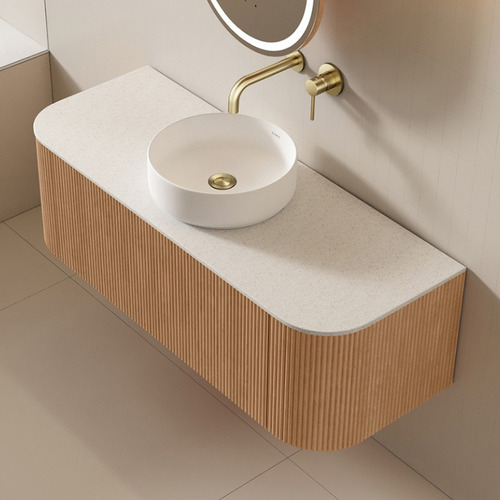 Joslin 1200mm Ash Wood Wall Hung Single Vanity with Stone Countertop