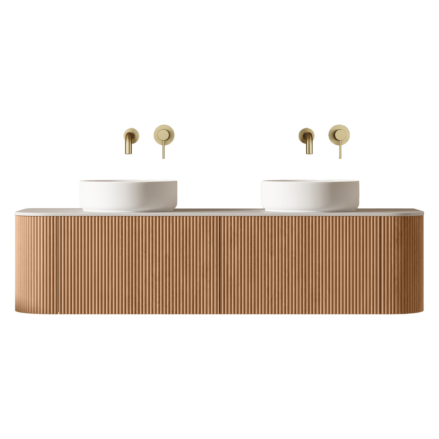 Joslin 1500mm Ash Wood Wall Hung Double Vanity with Stone Countertop