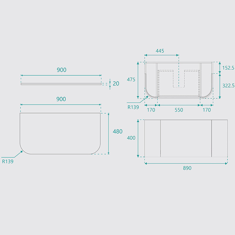 Joslin 900mm Matte White Wall Hung Single Vanity with Stone Countertop