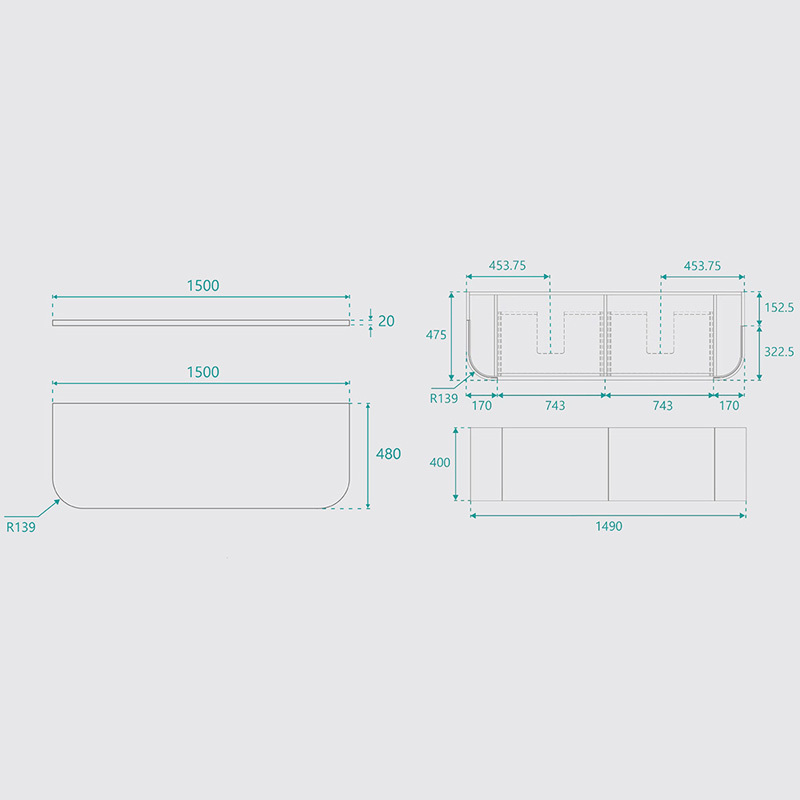 Joslin 1500mm Matte White Wall Hung Double Vanity with Stone Countertop