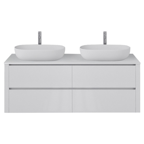 Palazzo 1500mm Matte White Wall Hung Double Vanity with Stone Countertop
