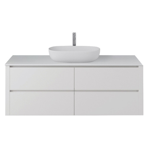 Palazzo 1500mm Matte White Wall Hung Single Vanity with Stone Countertop