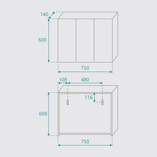 Shelini 750mm Wall-Mounted Mirror Bathroom Cabinet
