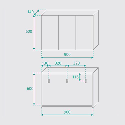 Shelini 900mm Wall-Mounted Mirror Bathroom Cabinet