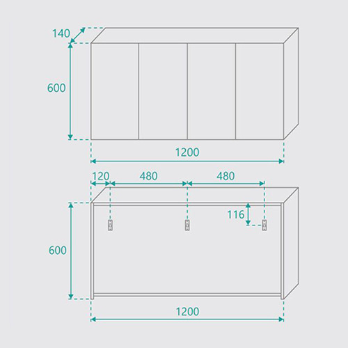 Shelini 1200mm Wall-Mounted Mirror Bathroom Cabinet