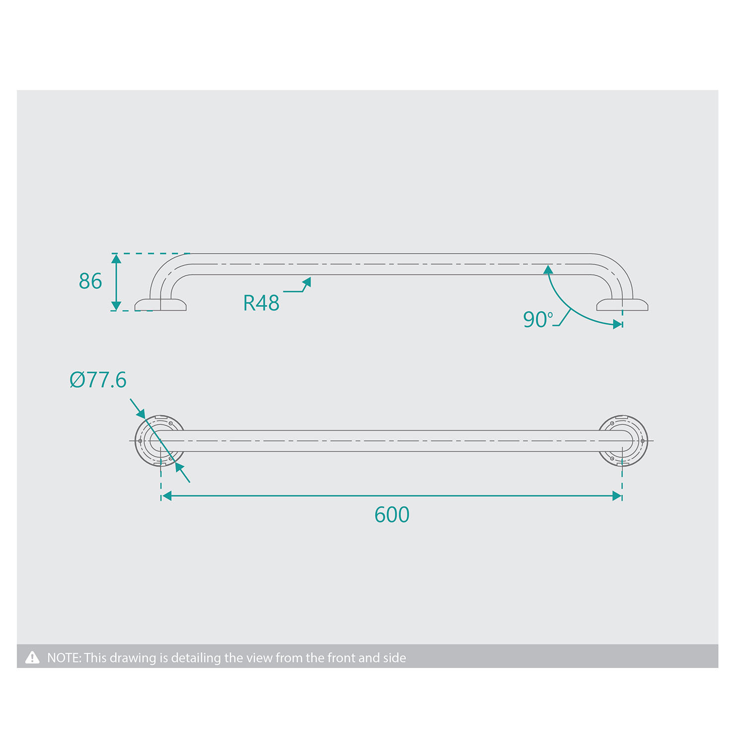 Accessible Ambulant Wall Mounted Grab Rail