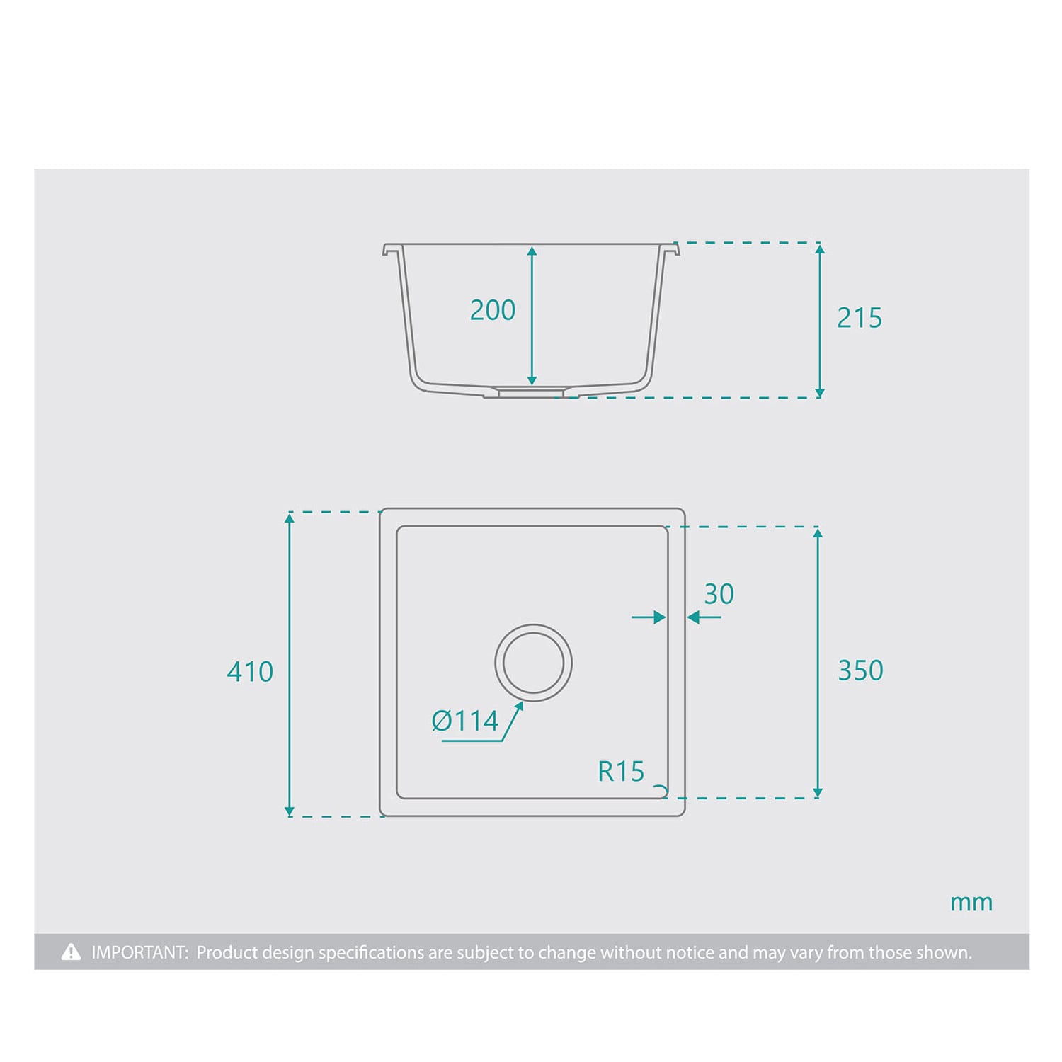 Ontario 410mm Single Granite Kitchen Sink