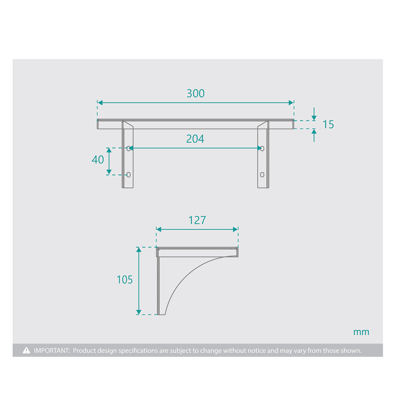 300mm Chrome Stainless Steel Shower Shelf