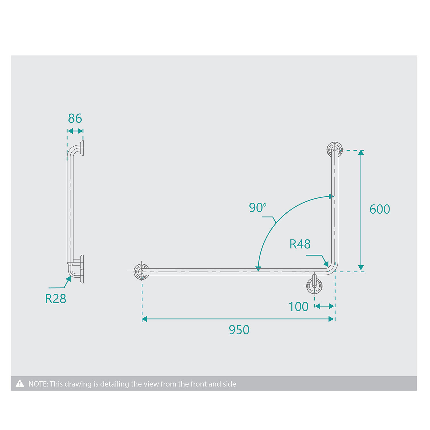 Accessible Ambulant 90 Degree Grab Rail