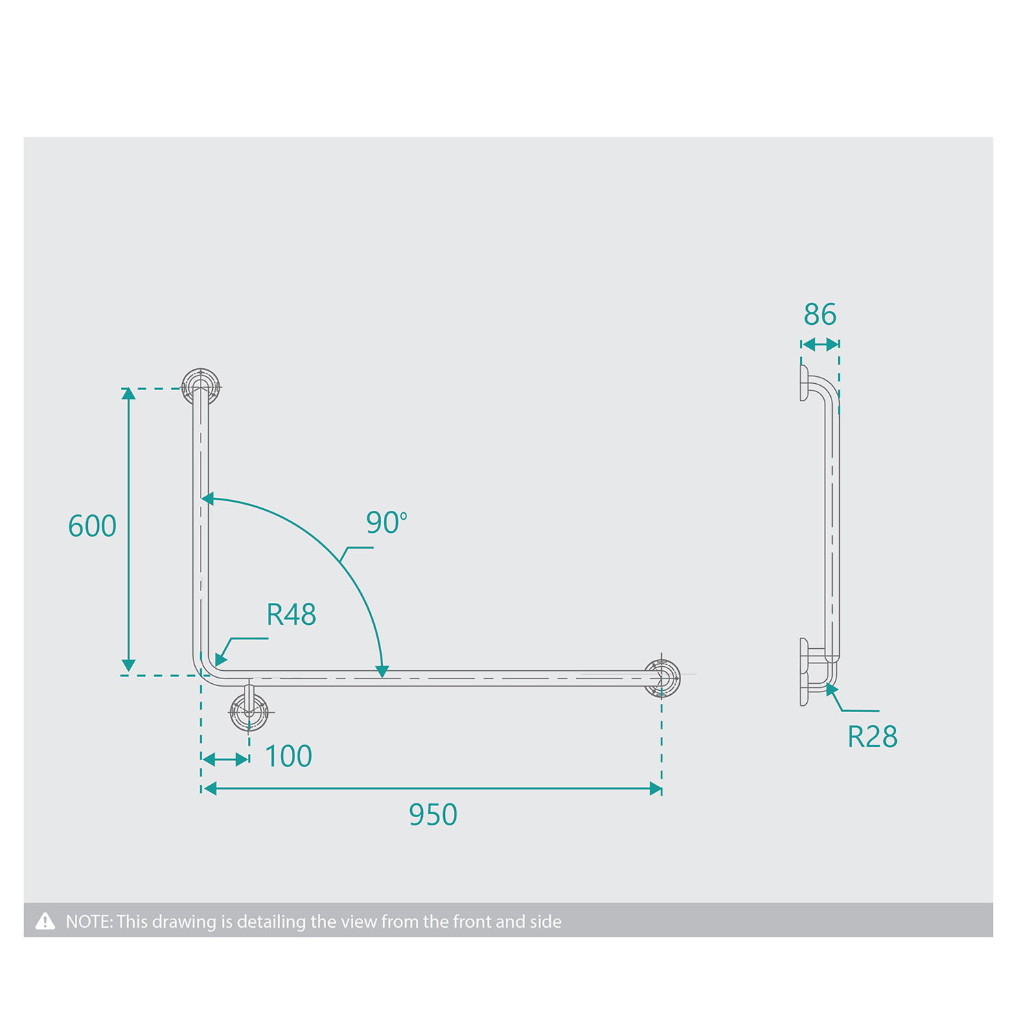 Accessible Ambulant 90 Degree Grab Rail