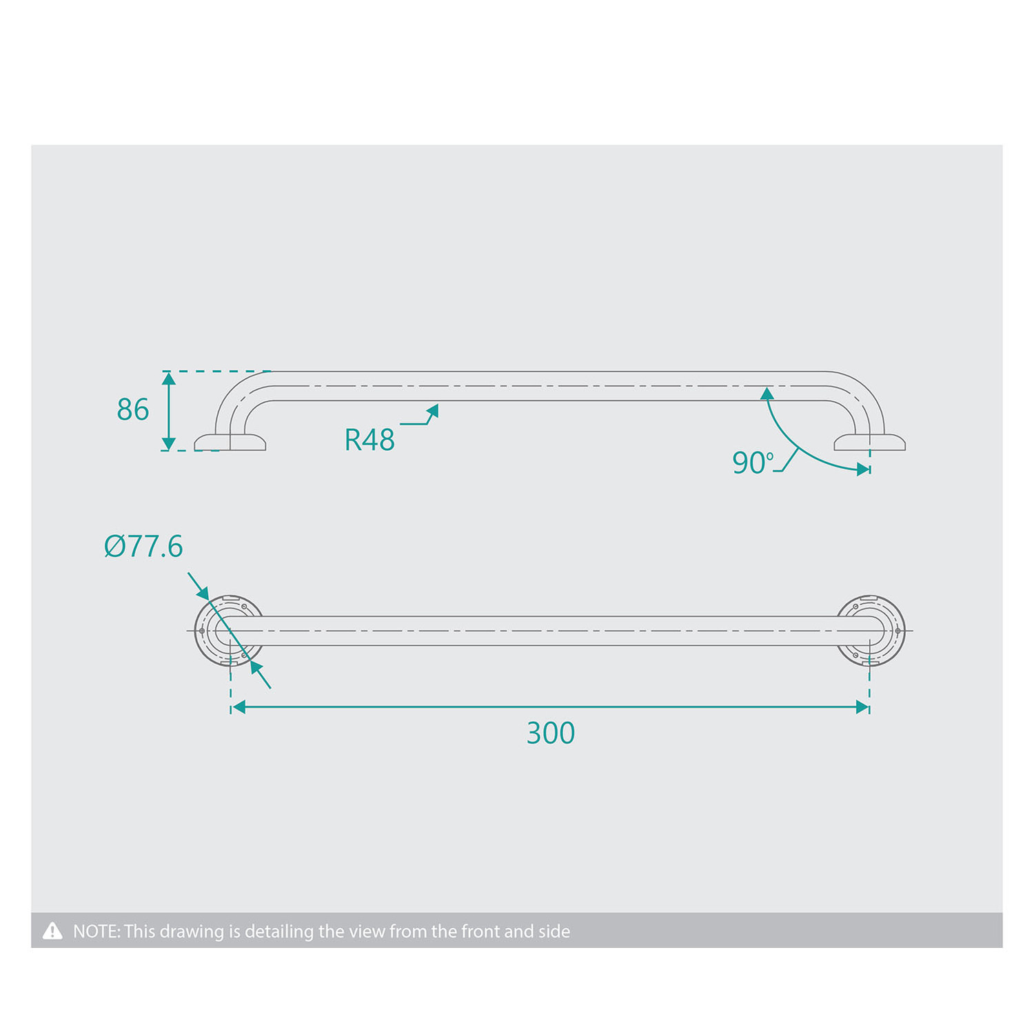 Accessible Ambulant Wall Mounted Grab Rail