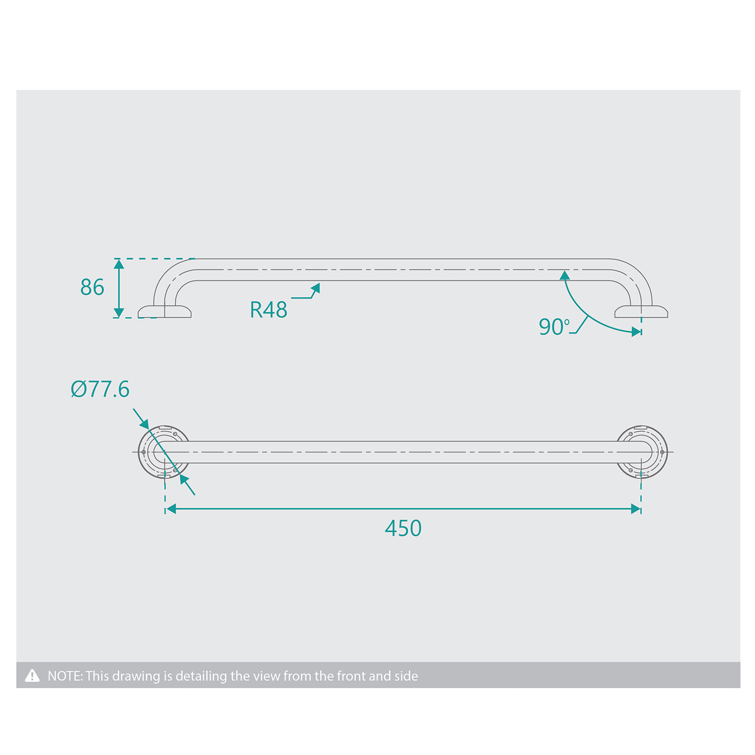 Accessible Ambulant Wall Mounted Grab Rail
