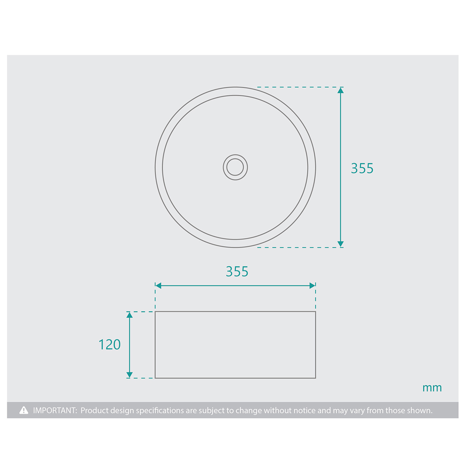 Kendall 355mm Ceramic Above Counter Basin