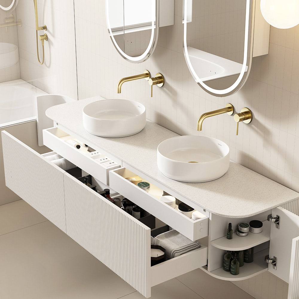Joslin 1800mm Wall Hung Double Vanity with Stone Countertop