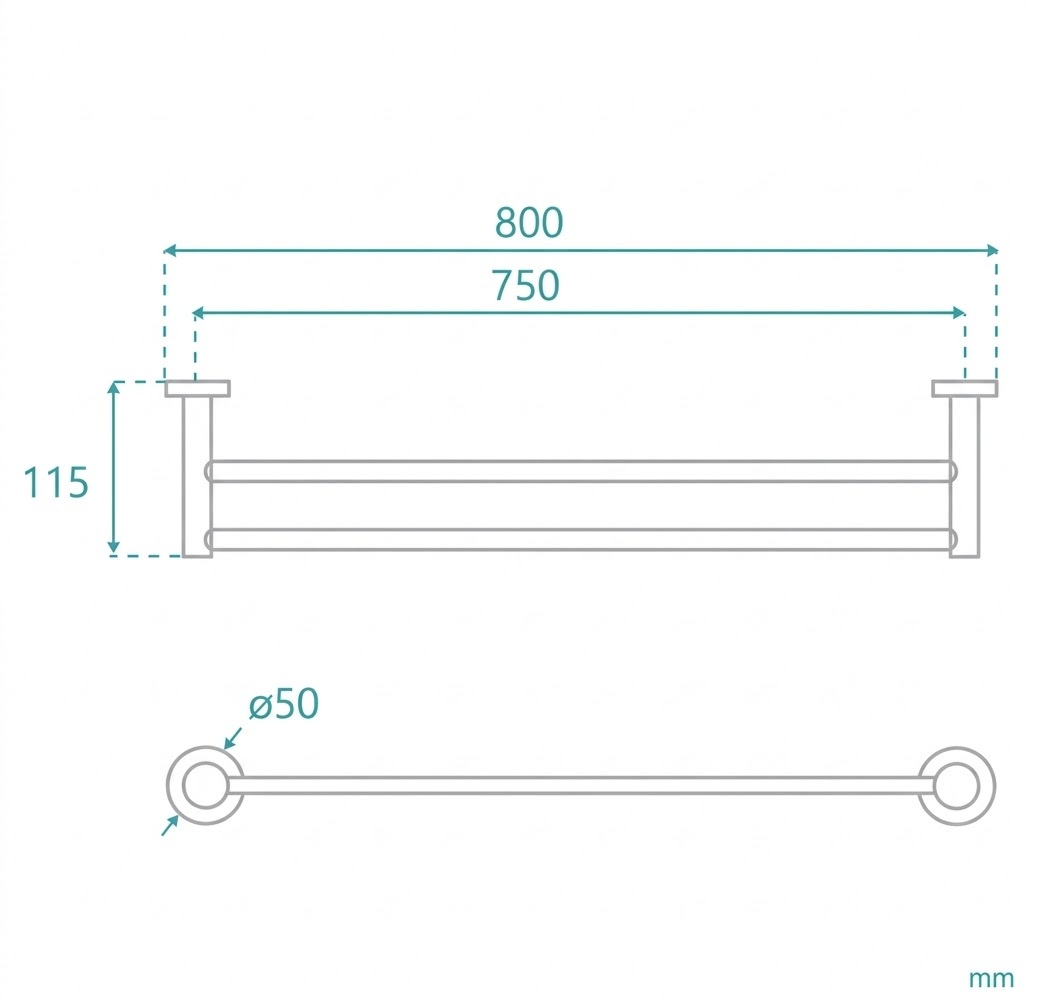 Rosa 750mm Brass Double Towel Rail