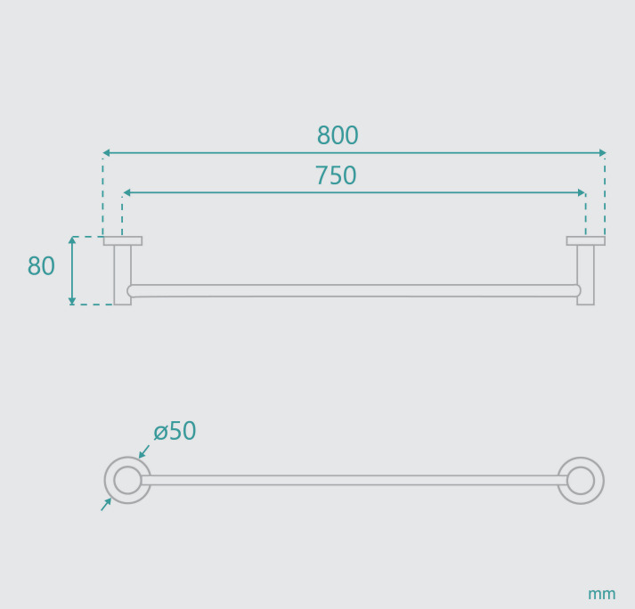 Rosa 750mm Brass Single Towel Rail