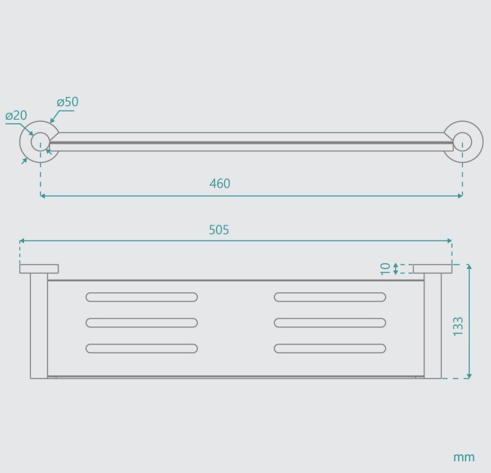 Rosa 505mm Brass Bathroom Shelf