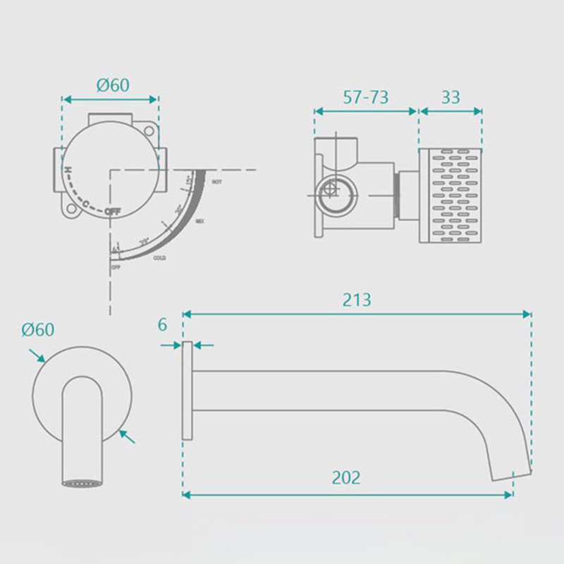 Broswin 200mm Bath/Basin Wall Mixer Set