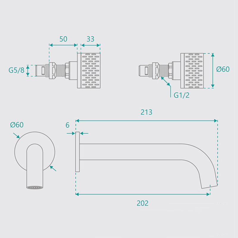 Broswin 200mm Bath/Basin Wall Tap Set