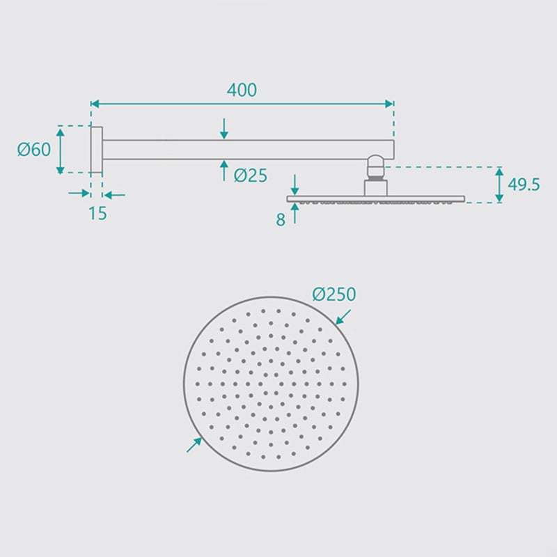 Broswin 400mm Round Shower Arm