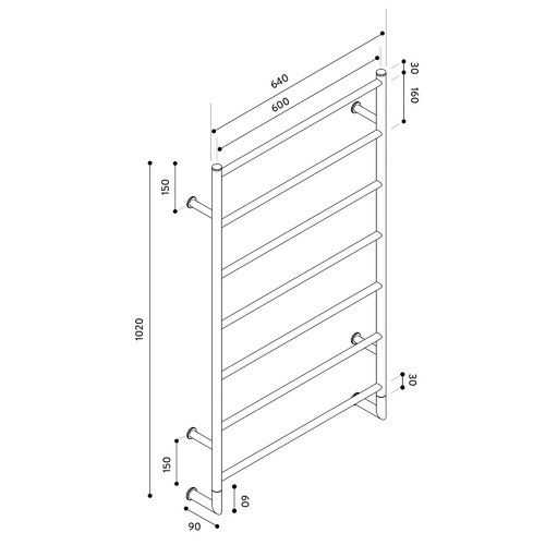 Hydrotherm 5 Bar Heated Towel Rail