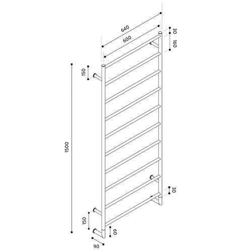 Hydrotherm 5 Bar Heated Towel Rail