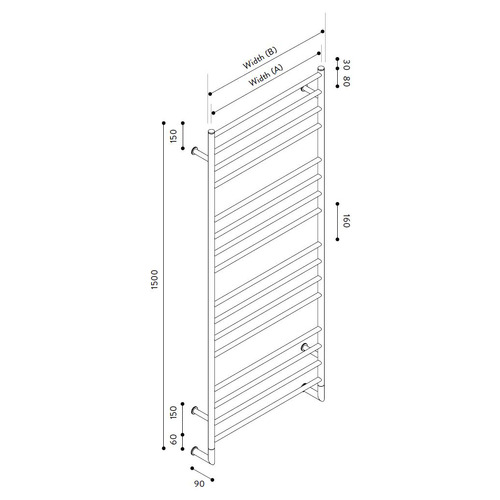 Hydrotherm H4 Series 16 Bar Heated Towel Rail