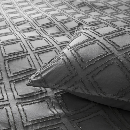 Smoke Ultra Soft Tufted Microfibre Quilt Cover Set