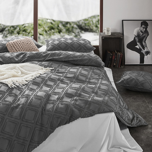 Smoke Ultra Soft Tufted Microfibre Quilt Cover Set