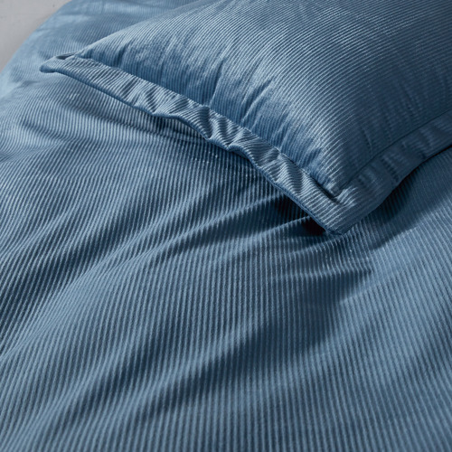 CleverPolly Ash Blue Emily Corduroy Velvet Quilt Cover Set Temple