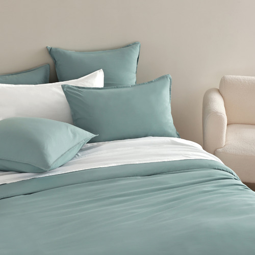 Seafoam Brett Vintage Washed Microfibre Quilt Cover Set