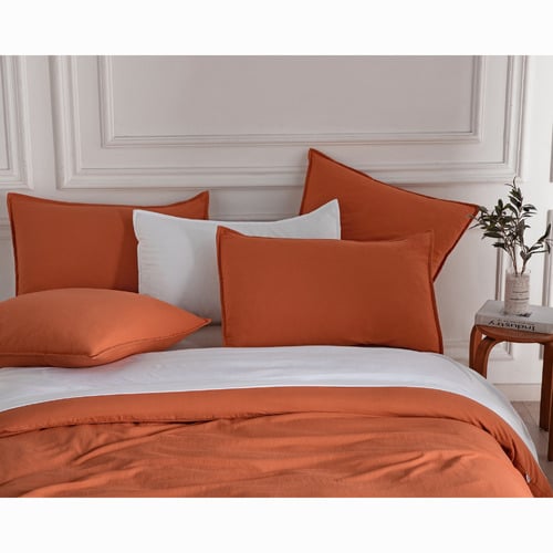 Terracotta Brett Vintage Washed Microfibre Quilt Cover Set
