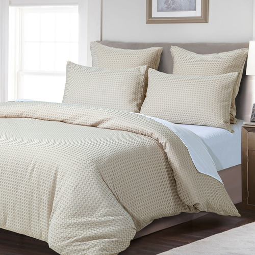 Beige Deluxe Waffle Quilt Cover Set