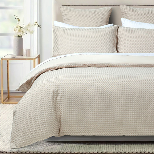 Beige Deluxe Waffle Quilt Cover Set