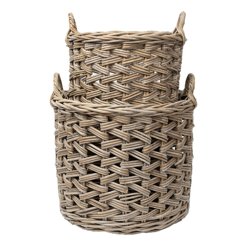 Lido Round Herringbone Rattan Baskets