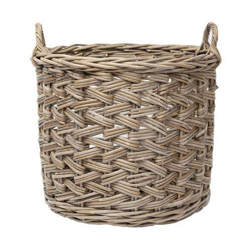 Lido Round Herringbone Rattan Basket