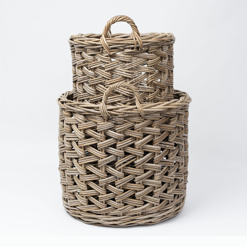 Lido Round Herringbone Rattan Baskets