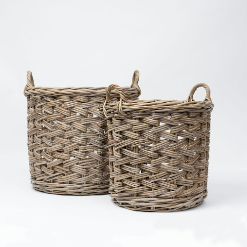 Lido Round Herringbone Rattan Baskets