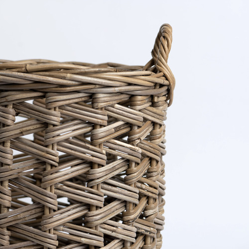 Lido Round Herringbone Rattan Basket