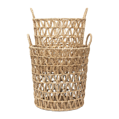 2 Piece Woodstock Round Seagrass Basket Set