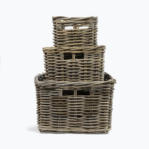 3 Piece Andover Kubu Rattan Utility Basket Set