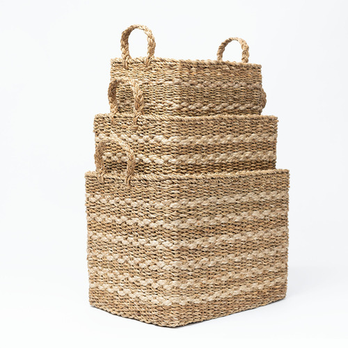 3 Piece Sancerre Rectangular Seagrass Basket Set