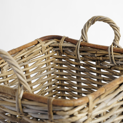 Bamboo Round Set Of 5 Baskets - White - Potomac Floral Wholesale