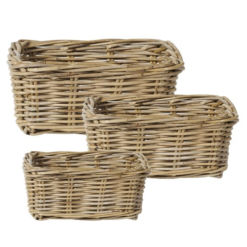 3 Piece Lexington Kubu Rattan Basket Set