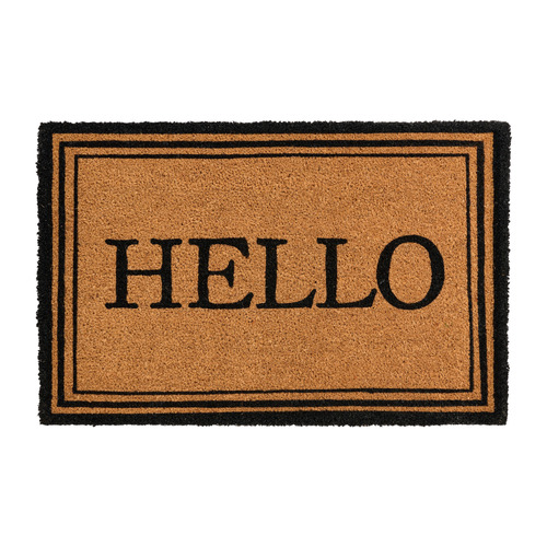 Black Oxford Hello Coir Rug