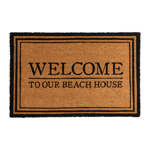 Black Oxford Welcome Beach Coir Rug