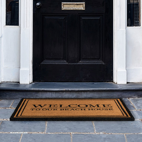 Black Oxford Welcome Beach Coir Rug