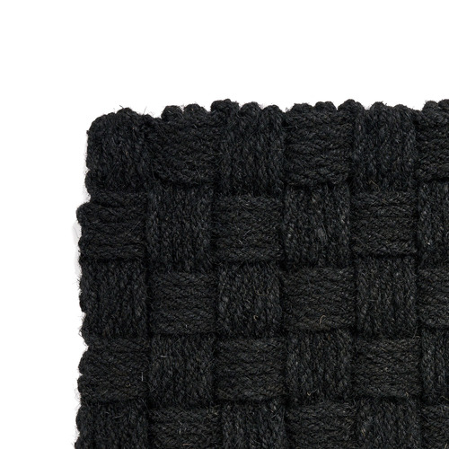 Black Maine Hand-Knotted Coir Doormat