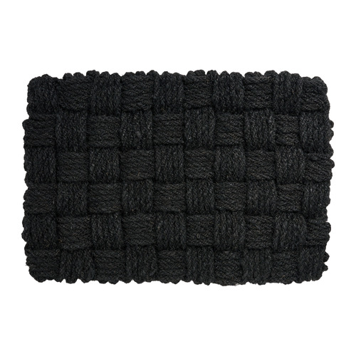 Black Maine Hand-Knotted Coir Doormat