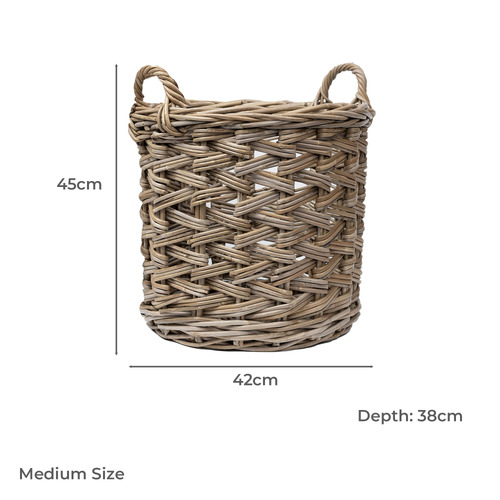 2 Piece Lido Herringbone Rattan Basket Set
